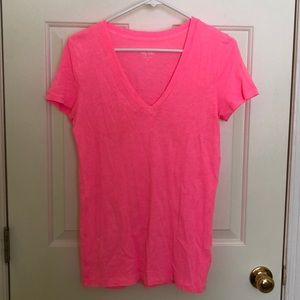 Neon pink v neck T-shirt